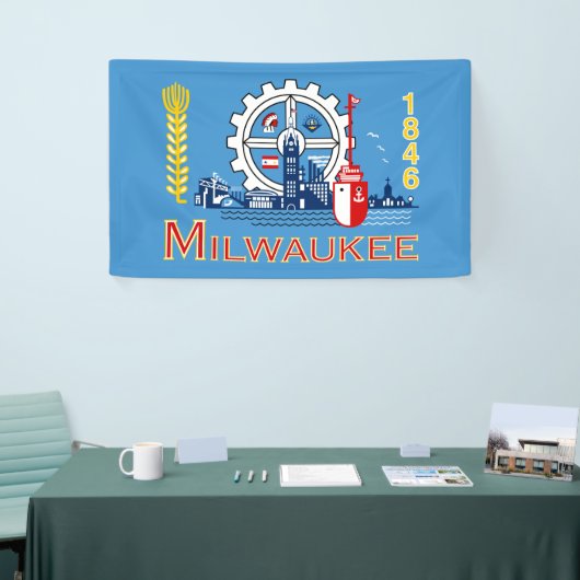 De vlag van Milwaukee (Wisconsin) Spandoek (Beurs)