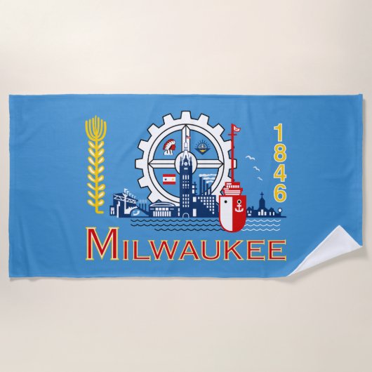 De vlag van Milwaukee (Wisconsin) Strandlaken (Voorkant)