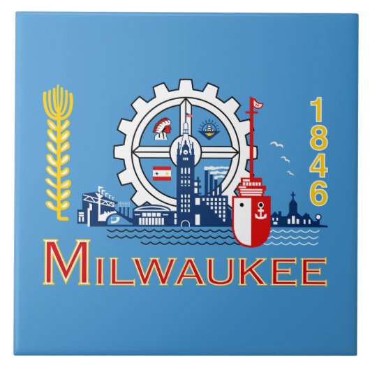 De vlag van Milwaukee (Wisconsin) Tegeltje (Voorkant)
