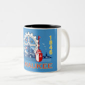 De vlag van Milwaukee (Wisconsin) Tweekleurige Koffiemok (Voorkant rechts)