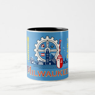 De vlag van Milwaukee (Wisconsin) Tweekleurige Koffiemok