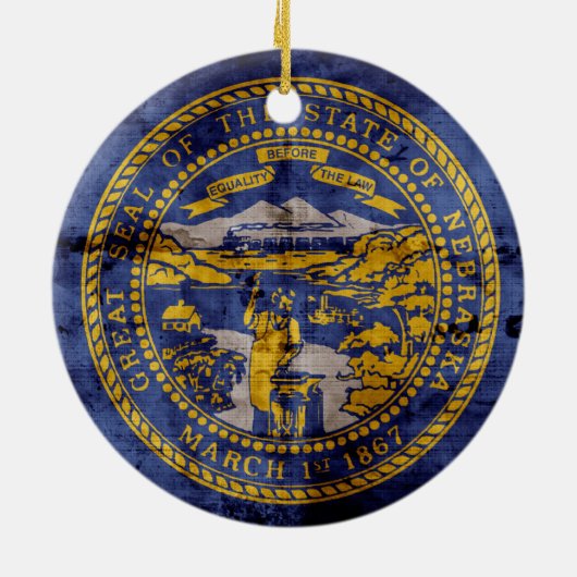 De vlag van Nebraska; Keramisch Ornament (Achterkant)