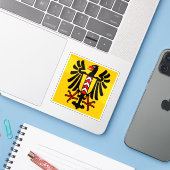De vlag van Neuchâtel (Neuchâtel), Zwitserland Sticker (Laptop met iPhone)