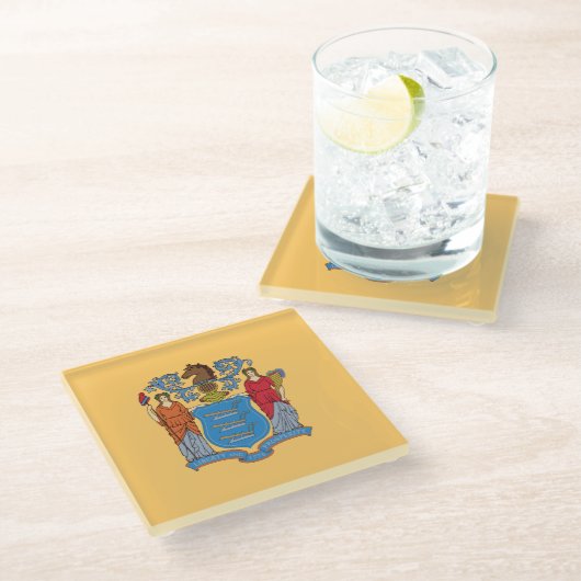 De vlag van New Jersey Glazen Onderzetter (Schuin)