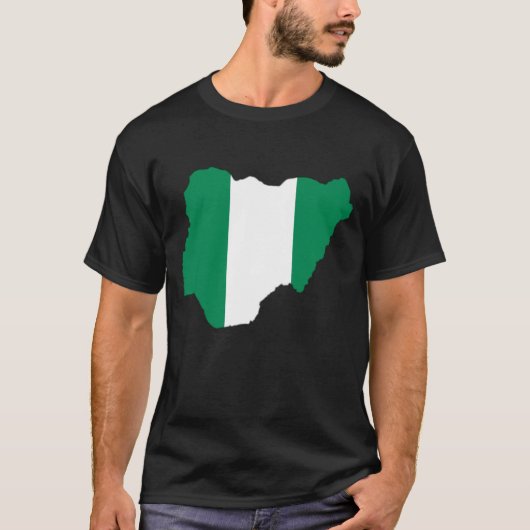 De vlag van Nigeria op de kaart T-shirt (Voorkant)