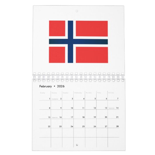 De vlag van Noorwegen Kalender (Feb 2026)