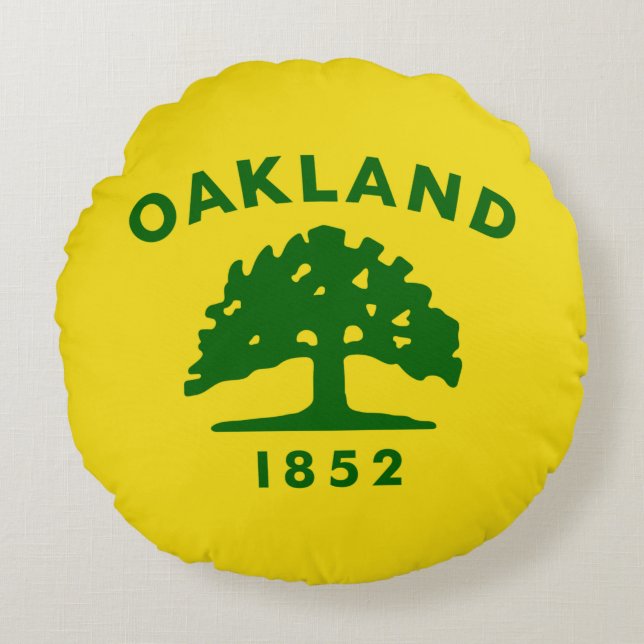 De vlag van Oakland (Californië) Rond Kussen (Voorkant)