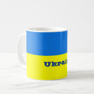 de vlag van Oekraïne, voorzien van een etiket, Koffiemok
