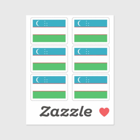 De vlag van Oezbekistan Collectie pack van 6 Sticker (Vel)