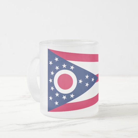 De vlag van Ohio: The Buckeye State Banner Matglas Koffiemok (Voorkant links)