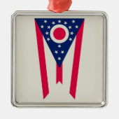 De vlag van Ohio: The Buckeye State Banner Metalen Ornament (Voorkant)
