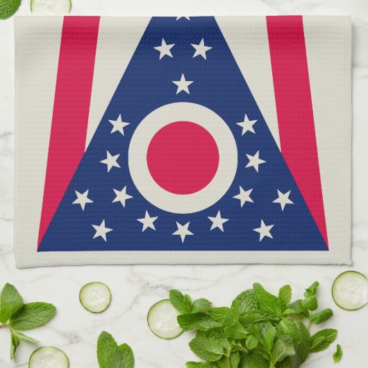 De vlag van Ohio: The Buckeye State Banner Theedoek (Gevouwen)