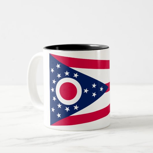 De vlag van Ohio: The Buckeye State Banner Tweekleurige Koffiemok (Voorkant links)