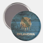 De vlag van Oklahoma staat op Old Wood Grain Magneet (Voorkant / Achterkant)