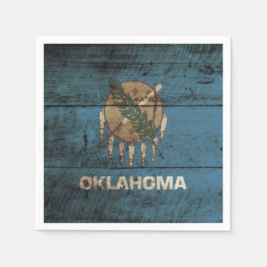 De vlag van Oklahoma staat op Old Wood Grain Servet (Voorkant)