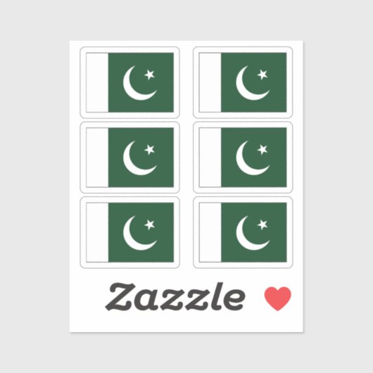 De vlag van Pakistan Collectie pack van 6 Sticker (Vel)