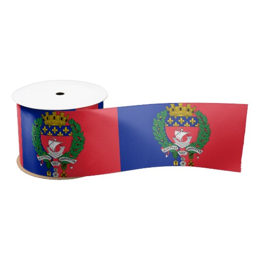 De vlag van Parijs (Frankrijk) Satin Ribbon Satijnen Lint (Spoel)
