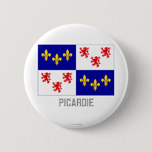 De vlag van Picardie met naam Ronde Button 5,7 Cm (Voorkant)