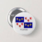 De vlag van Picardie met naam Ronde Button 5,7 Cm (Voorkant /achterkant)