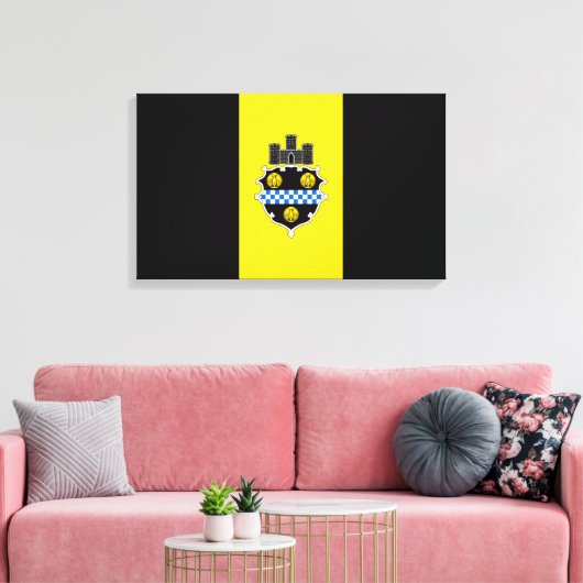 De vlag van Pittsburgh (Pennsylvania) Canvas Afdruk (Insitu (Woonkamer))