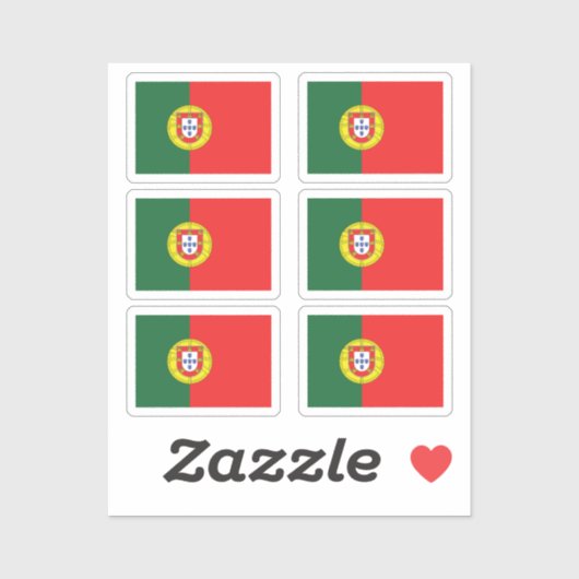 De vlag van Portugal Collectie pack van 6 Sticker (Vel)