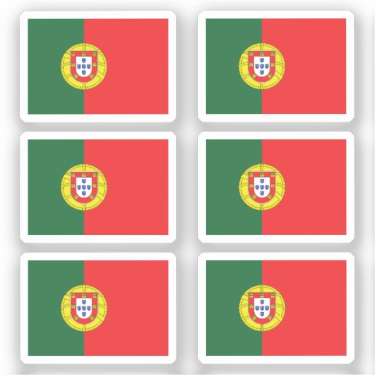 De vlag van Portugal Collectie pack van 6 Sticker (Voorkant)