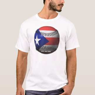 De vlag van Puerto Rico die een honkbal bedekt T-shirt