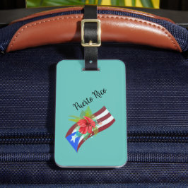 De vlag van Puerto Rico met flor de maga boricua Bagagelabel
