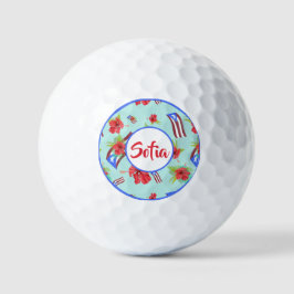 De vlag van Puerto Rico met flor de maga boricua Golfballen