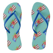 De vlag van Puerto Rico met flor de maga boricua Teenslippers (Voetbed)