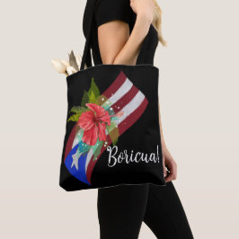 De vlag van Puerto Rico met flor de maga boricua Tote Bag