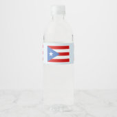 De vlag van Puerto Rico op lichtblauw Waterfles Etiket (Voorkant)