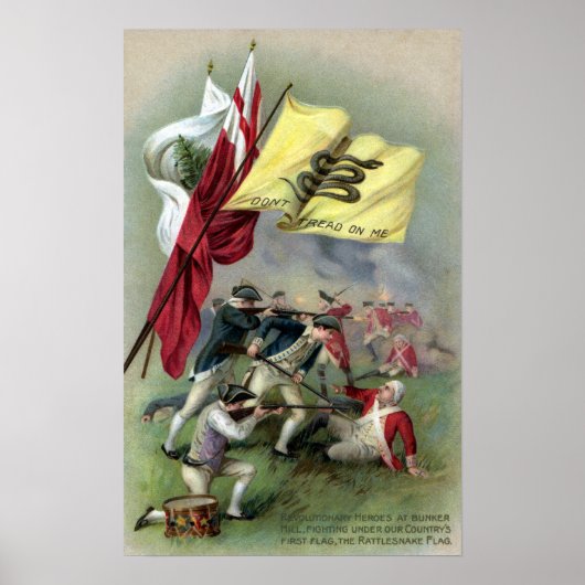 De vlag van Rattlesnake bij Bunker Hill Battle Poster (Voorkant)