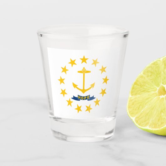 De vlag van Rhode Island Shot Glas (Voorkant)