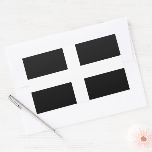 De vlag van Saint-Piran Rechthoekige Sticker (Envelop)