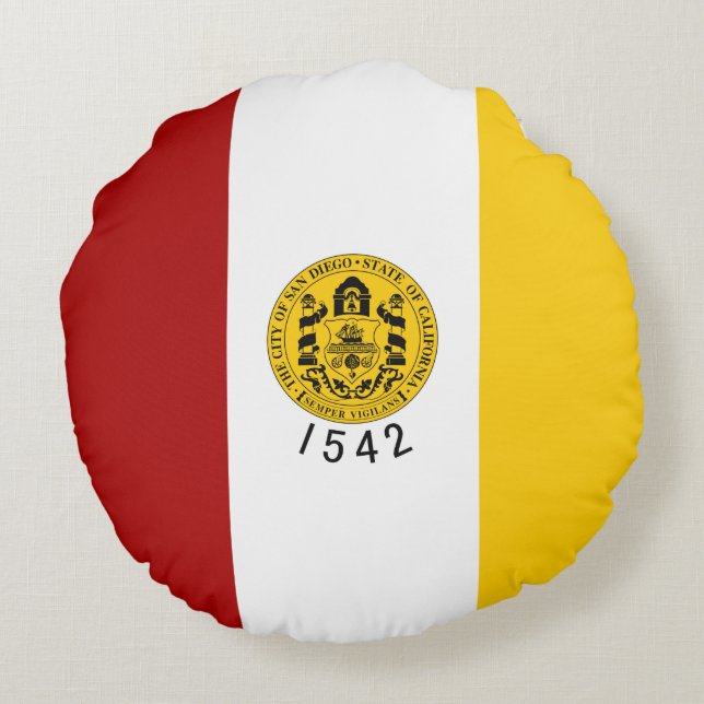 De vlag van San Diego (Californië) Rond Kussen (Achterkant)