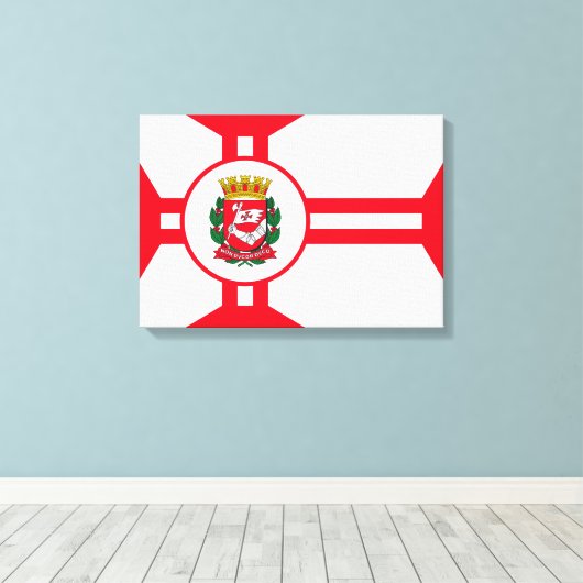 De vlag van São Paulo Canvas Afdruk (Insitu (Houten vloer))