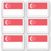 De vlag van Singapore Collectie pack van 6 Sticker (Voorkant)