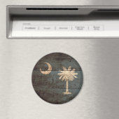 De vlag van South Carolina staat op oude houtnerf Magneet (Insitu (Vaatwasser))
