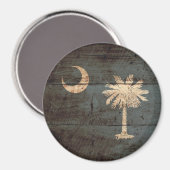 De vlag van South Carolina staat op oude houtnerf Magneet (Voorkant / Achterkant)