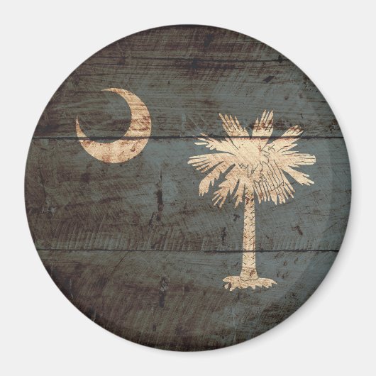 De vlag van South Carolina staat op oude houtnerf Magneet (Voorkant)
