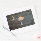 De vlag van South Carolina staat op oude houtnerf Rechthoekige Sticker (Envelop)