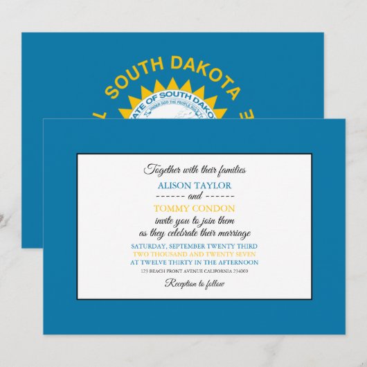 De vlag van South Dakota, de vlag van South Dakota Kaart (Voorkant / Achterkant)