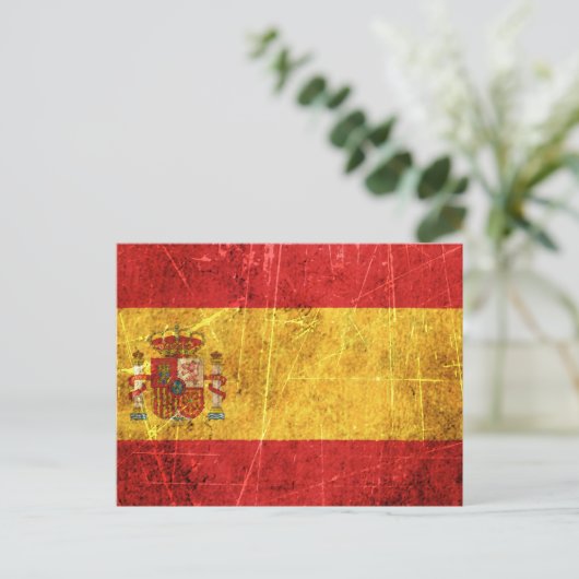 De  vlag van Spanje, gekraakt en versleten Briefkaart (Staand voorkant)