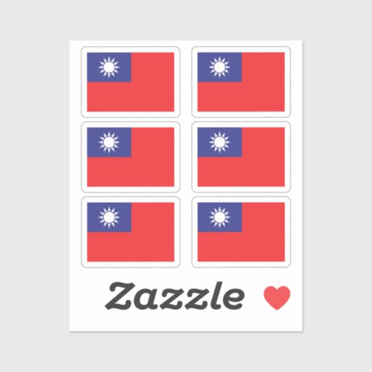 De vlag van Taiwan Collectie pack van 6 Sticker (Vel)