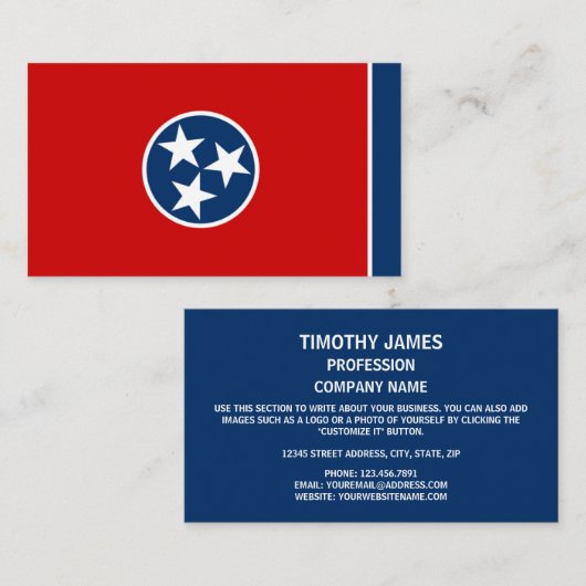 De vlag van Tennessee Visitekaartje (Voorkant / Achterkant)