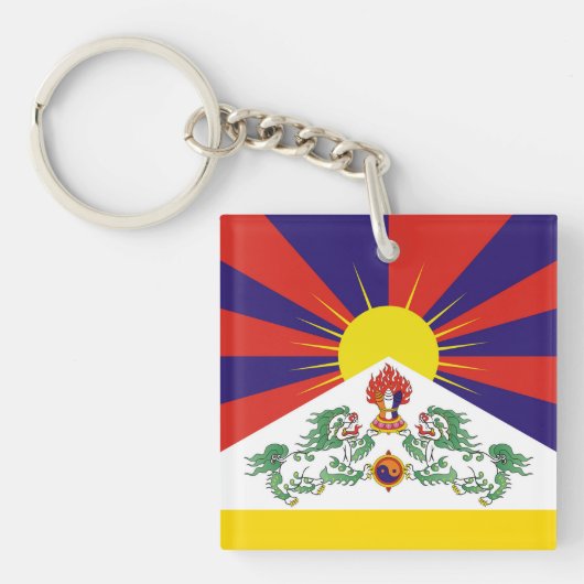 De vlag van Tibet en sneeuwballingen - de Himalaya Sleutelhanger (voorkant)