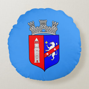 De vlag van Tirana, Albanië Round Pillow Rond Kussen