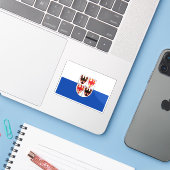 De vlag van Trentino-Zuid-Tirol, Italië Sticker (Laptop met iPhone)