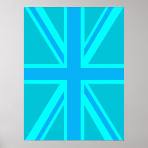 De vlag van Turquoise Union Jack past het aan Poster